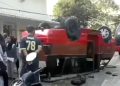 Sopir Ugal-ugalan,Angkot Bawa Siswa SMP Terguling di Jatinangor